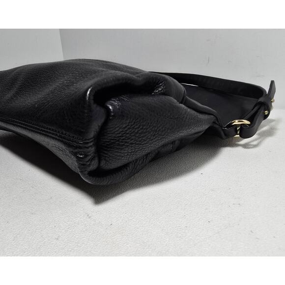 Halston Heritage Black Leather Shoulder Hobo Bag Purse - Picture 11 of 16